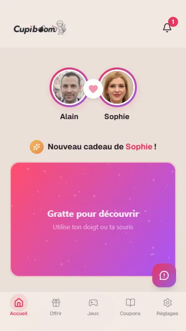 CupiBoom App Mockup